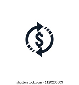 money transfer Icon symbol. currency exchange, financial investment service, cash back refund, send and receive mobile payment concept. line icon vector illustration