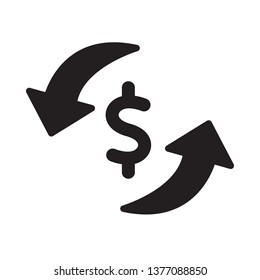 Money transfer icon in trendy flat style design. Vector graphic illustration. Money transfer icon for website design, logo, and ui. Vector file. EPS 10.