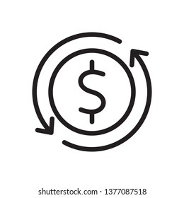 Money transfer icon in trendy outline style design. Vector graphic illustration. Money transfer icon for website design, logo, and ui. Editable vector stroke. EPS 10.