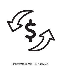 Money transfer icon in trendy outline style design. Vector graphic illustration. Money transfer icon for website design, logo, and ui. Editable vector stroke. EPS 10.