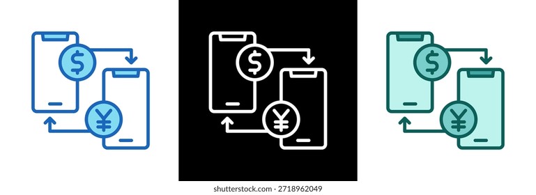 Money Transfer Icon triple Vector Illustration