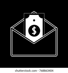 Money transfer icon. Vector. Black background. Illustration.