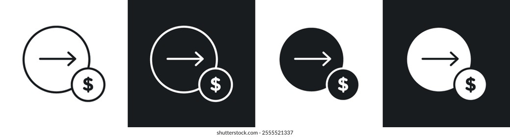 Money transfer icon vector collection in black and white.