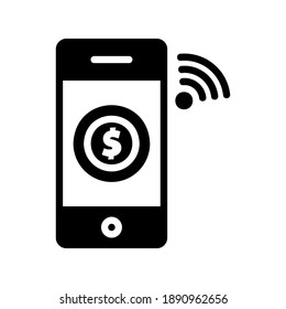 Money Transfer Symbol im soliden Stil über das Internet von Dingen für jedes Projekt, Verwendung für mobile App-Präsentation auf der Website