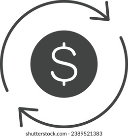 Imagen vectorial del icono Transferencia de dinero. Adecuado para aplicaciones web móviles y medios de impresión.