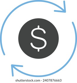 Imagen vectorial del icono Transferencia de dinero. Adecuado para aplicaciones web móviles y medios de impresión.
