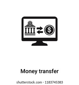 Money transfer icon vector isolated on white background, logo concept of Money transfer sign on transparent background, filled black symbol