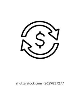 Money Transfer Icon Vector. in line style design on white background. vector illustration