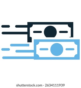 Vetor do ícone de transferência de dinheiro para enviar fundos, transação bancária e pagamento móvel. Ideal para aplicativos financeiros, interfaces de transferência eletrônica e visuais de remessa global.