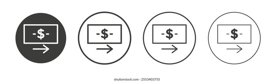 Money transfer icons collection. vector set in black color