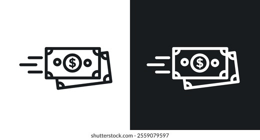 Money transfer icons. vector set in black colors