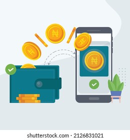 Money transfer isometric vector illustration. Digital wallet. Online payment service. Send and receive money wireless with their phone. Payment app. Mobile banking.