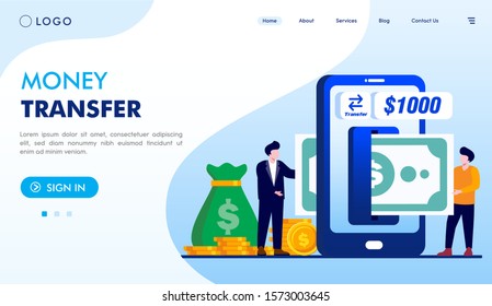 Money transfer landing page website illustration vector flat design