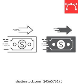 Money transfer line and glyph icon, payment method and finance, instant online payment vector icon, vector graphics, editable stroke outline sign, eps 10.