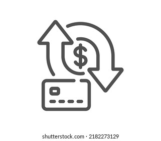 Money Transfer Line Icon. Credit Card Sign. Bank Payments Symbol. Quality Design Element. Linear Style Money Transfer Icon. Editable Stroke. Vector