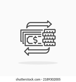 Money Transfer line icon. Editable stroke and pixel perfect. Can be used for digital product, presentation, print design and more.