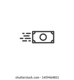 Money transfer line icon. linear style sign for mobile concept and web design. Fast money bill outline vector icon. Symbol, logo illustration. Vector graphics