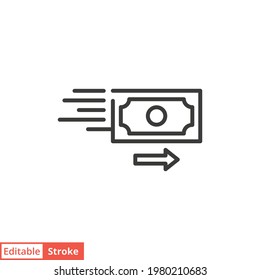 Money transfer line icon. Simple outline style. Pound, arrow, send, pay, atm, bank, finance, business concept. Vector illustration isolated on white background. Thin line symbol editable stroke EPS 10