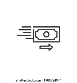 Money transfer line icon. Simple outline style. Pound, arrow, send, pay, atm, bank, finance, business concept. Vector illustration isolated on white background. Thin line symbol stroke EPS 10