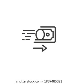 Money transfer line icon. Simple outline style. Pound, arrow, send, pay, atm, bank, finance, business concept. Vector illustration isolated on white background. Thin line symbol stroke EPS 10