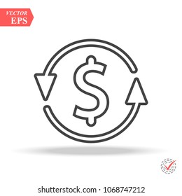 Money transfer line Icon vector isolated on white background, for your design, logo, application, UI