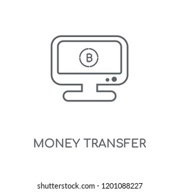 Money transfer linear icon. Money transfer concept stroke symbol design. Thin graphic elements vector illustration, outline pattern on a white background, eps 10.