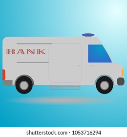 Money Transfer Machine. Special equipment for banking institutions. Machine icon with shadow on blue background. Flat design, vector illustration, vector.