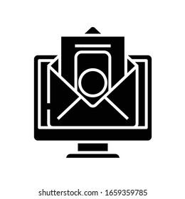 Money transfer online black icon, concept illustration, vector flat symbol, glyph sign.