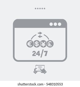 Money transfer online service 24/7 - Vector flat icon