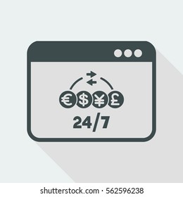 Money transfer online service 24/7 - Vector flat icon