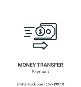 Money Transfer Outline Vector Icon. Thin Line Black Money Transfer Icon, Flat Vector Simple Element Illustration From Editable Payment Concept Isolated Stroke On White Background