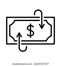 Ícone do vetor conceitual de transferência de dinheiro e pagamento
