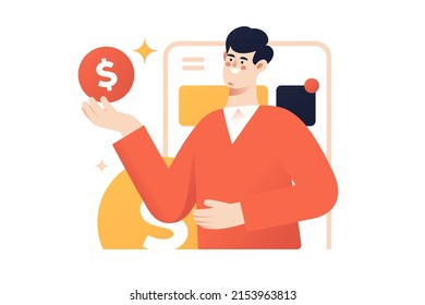 Money transfer, payment transaction, mobile banking vector illustration.