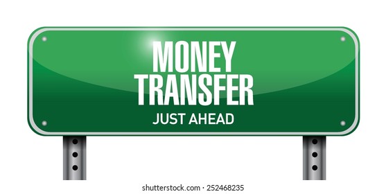 money transfer road sign illustration design over a white background
