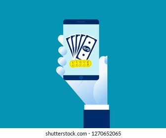 Money transfer transaction, Concept online payment vector illustration, Smartphone, Mobile Payments