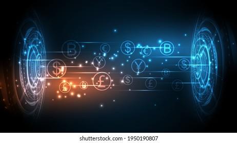 Money transfer, money transaction, global currency network, stock exchange business concept