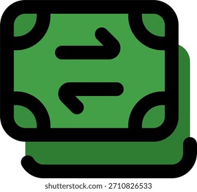Projeto de vetor de transferência de dinheiro em estilo moderno, transação on-line e conceito de transferência financeira global, ilustração bancária digital. Ícone Linha Preenchida
