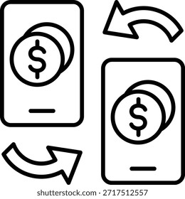 Icono de Vector de transferencia de dinero. Se puede utilizar para aplicaciones de impresión, móviles y de Web.