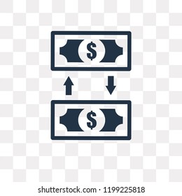 Money transfer vector icon isolated on transparent background, Money transfer transparency concept can be used web and mobile