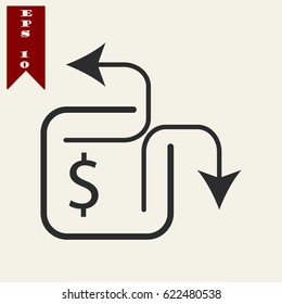 Money transfer vector icon with minimalistic line design