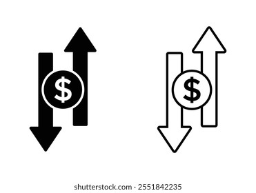 Conjunto de ícones do vetor de transferência de dinheiro