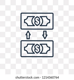 Money transfer vector outline icon isolated on transparent background, high quality linear Money transfer transparency concept can be used web and mobile