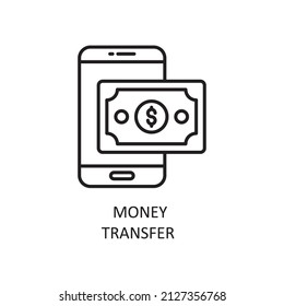Ilustración Diseño de iconos de esquema del vector de transferencia de dinero. Símbolo de Fintech sobre el fondo blanco Archivo EPS 10