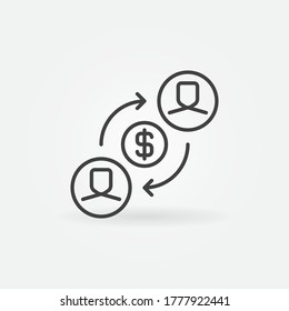 Money Transfer vector thin line concept icon or design element