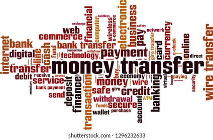 Money transfer word cloud concept. Vector illustration