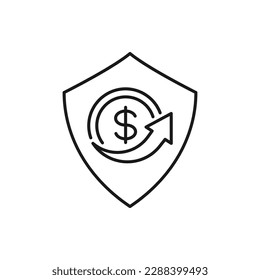 Money transfers protection. Secured transaction line icon isolated on white background. Vector illustration
