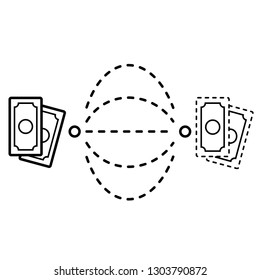 Money transfers. Selecting a payment method. Vector outline icon isolated on white background.