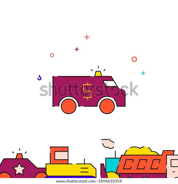 Money\
transportation truck filled line vector icon, simple illustration,\
special transport related bottom\
border.