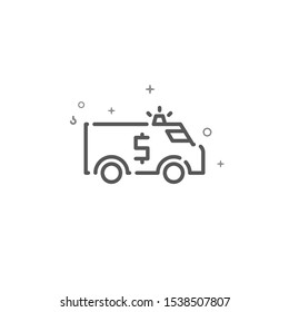 Money transportation truck simple vector line icon. Symbol, pictogram, sign. Light background. Editable stroke