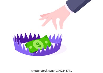 Money trap business concept flat style design vector illustration isolated on white background.